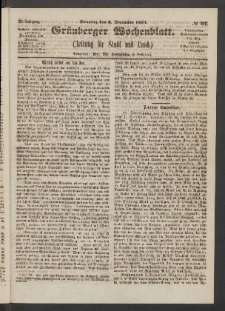 Grünberger Wochenblatt: Zeitung für Stadt und Land, No. 97. (6. December 1863)