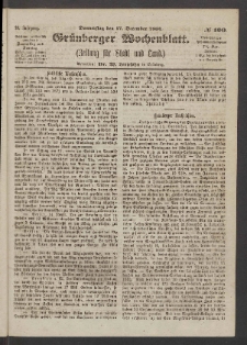 Grünberger Wochenblatt: Zeitung für Stadt und Land, No. 100. (17. December 1863)