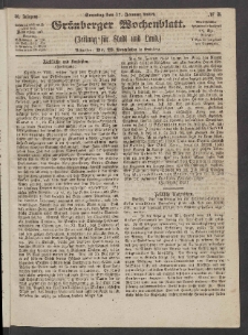 Gr&uuml;nberger Wochenblatt: Zeitung f&uuml;r Stadt und Land, No. 5. (17. Januar 1864)