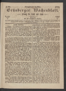 Grünberger Wochenblatt: Zeitung für Stadt und Land, No. 24. (24. März 1864)