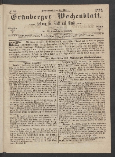 Grünberger Wochenblatt: Zeitung für Stadt und Land, No. 25. (26. März 1864)