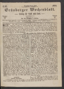 Grünberger Wochenblatt: Zeitung für Stadt und Land, No. 52. (3. Juli 1864)