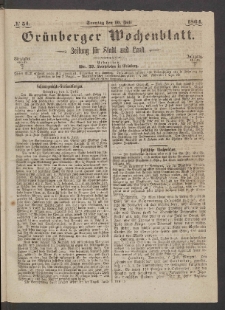 Gr&uuml;nberger Wochenblatt: Zeitung f&uuml;r Stadt und Land, No. 54. (10. Juli 1864)