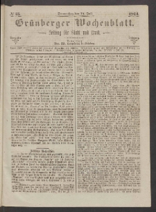 Gr&uuml;nberger Wochenblatt: Zeitung f&uuml;r Stadt und Land, No. 55. (14. Juli 1864)