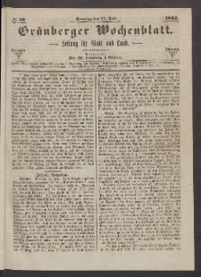 Grünberger Wochenblatt: Zeitung für Stadt und Land, No. 56. (17. Juli 1864)