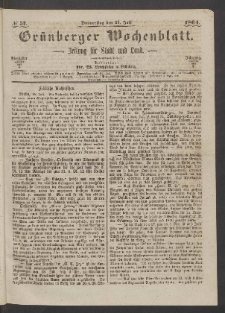 Grünberger Wochenblatt: Zeitung für Stadt und Land, No. 57. (21. Juli 1864)