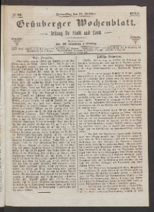 Grünberger Wochenblatt: Zeitung für Stadt und Land, No. 81. (13. October 1864)