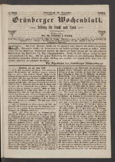 Grünberger Wochenblatt: Zeitung für Stadt und Land, No. 104. (31. Dezember 1864)