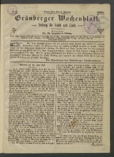 Grünberger Wochenblatt: Zeitung für Stadt und Land, No. 1. (5. Januar 1865)