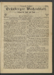 Grünberger Wochenblatt: Zeitung für Stadt und Land, No. 4. (15. Januar 1865)