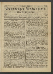 Grünberger Wochenblatt: Zeitung für Stadt und Land, No. 4. (15. Januar 1865)
