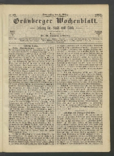 Grünberger Wochenblatt: Zeitung für Stadt und Land, No. 19. (9. März 1865)