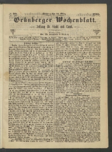 Grünberger Wochenblatt: Zeitung für Stadt und Land, No. 20. (12. März 1865)