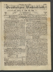 Grünberger Wochenblatt: Zeitung für Stadt und Land, No. 23. (23. März 1865)