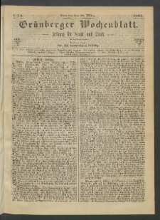 Grünberger Wochenblatt: Zeitung für Stadt und Land, No. 24. (26. März 1865)