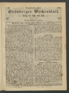 Grünberger Wochenblatt: Zeitung für Stadt und Land, No. 27. (6. April 1865)