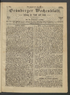 Gr&uuml;nberger Wochenblatt: Zeitung f&uuml;r Stadt und Land, No. 30. (15. April 1865)