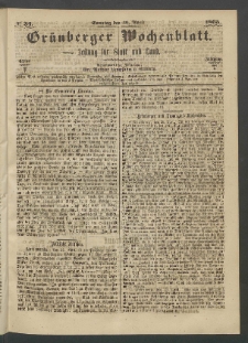 Gr&uuml;nberger Wochenblatt: Zeitung f&uuml;r Stadt und Land, No. 34. (30. April 1865)