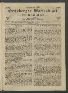 Grünberger Wochenblatt: Zeitung für Stadt und Land, No. 35. (4. Mai 1865)