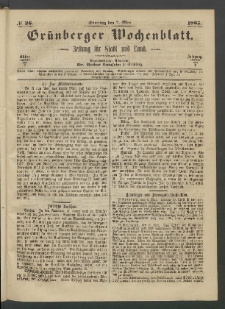 Grünberger Wochenblatt: Zeitung für Stadt und Land, No. 36. (7. Mai 1865)