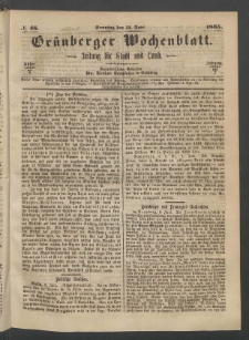 Grünberger Wochenblatt: Zeitung für Stadt und Land, No. 46. (11. Juni 1865)