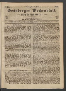 Grünberger Wochenblatt: Zeitung für Stadt und Land, No. 50. (25. Juni 1865)