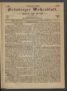 Grünberger Wochenblatt: Zeitung für Stadt und Land, No. 56. (16. Juli 1865)