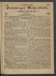 Grünberger Wochenblatt: Zeitung für Stadt und Land, No. 56. (16. Juli 1865)