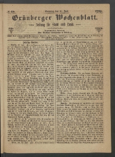Grünberger Wochenblatt: Zeitung für Stadt und Land, No. 58. (23. Juli 1865)