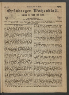 Grünberger Wochenblatt: Zeitung für Stadt und Land, No. 58. (23. Juli 1865)