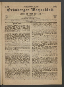 Grünberger Wochenblatt: Zeitung für Stadt und Land, No. 59. (27. Juli 1865)