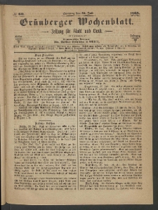 Grünberger Wochenblatt: Zeitung für Stadt und Land, No. 60. (30. Juli 1865)