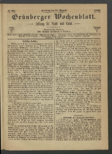 Grünberger Wochenblatt: Zeitung für Stadt und Land, No. 68. (27. August 1865)