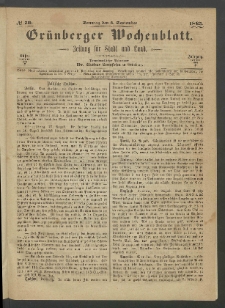 Grünberger Wochenblatt: Zeitung für Stadt und Land, No. 70. (3. September 1865)