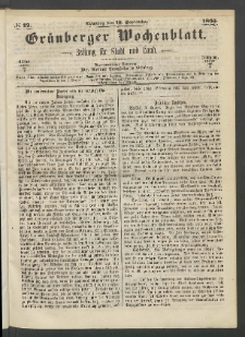 Grünberger Wochenblatt: Zeitung für Stadt und Land, No. 72. (10. September 1865)