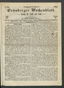 Grünberger Wochenblatt: Zeitung für Stadt und Land, No. 74. (17. September 1865)