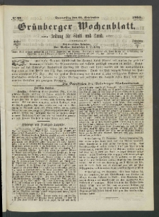 Grünberger Wochenblatt: Zeitung für Stadt und Land, No. 77. (28. September 1865)