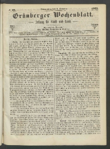 Grünberger Wochenblatt: Zeitung für Stadt und Land, No. 79. (5. October 1865)