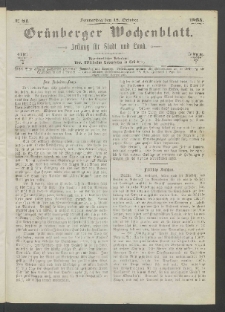 Gr&uuml;nberger Wochenblatt: Zeitung f&uuml;r Stadt und Land, No. 81. (12. October 1865)
