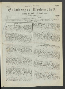 Grünberger Wochenblatt: Zeitung für Stadt und Land, No. 82. (15. October 1865)