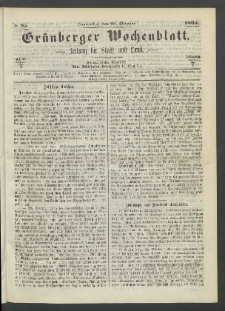 Grünberger Wochenblatt: Zeitung für Stadt und Land, No. 85. (26. October 1865)