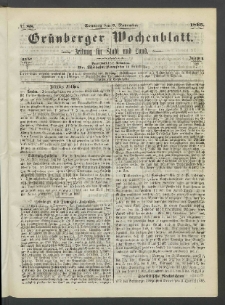 Grünberger Wochenblatt: Zeitung für Stadt und Land, No. 88. (5. November 1865)