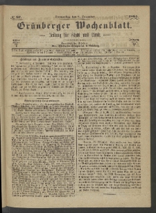 Grünberger Wochenblatt: Zeitung für Stadt und Land, No. 97. (7. December 1865)