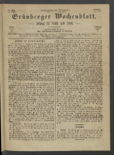 Grünberger Wochenblatt: Zeitung für Stadt und Land, No. 98. (10. December 1865)