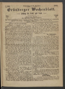 Grünberger Wochenblatt: Zeitung für Stadt und Land, No. 101. (21. December 1865)