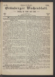 Grünberger Wochenblatt: Zeitung für Stadt und Land, No. 58. (22. Juli 1866)
