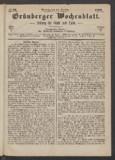 Gr&uuml;nberger Wochenblatt: Zeitung f&uuml;r Stadt und Land, No. 83. (14. October 1866)