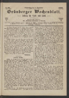 Grünberger Wochenblatt: Zeitung für Stadt und Land, No. 88. (1. November 1866)