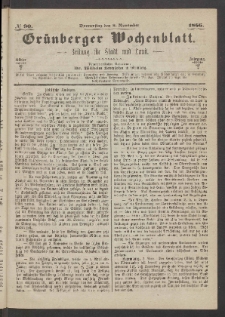 Grünberger Wochenblatt: Zeitung für Stadt und Land, No. 90. (8. November 1866)