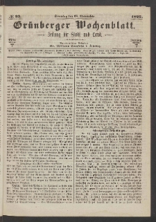 Grünberger Wochenblatt: Zeitung für Stadt und Land, No. 93. (18. November 1866)